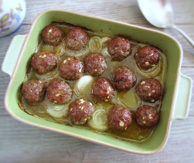 Baked Meatballs in a baking dish