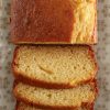 Easy Olive Oil Loaf Cake in a rectangular platter