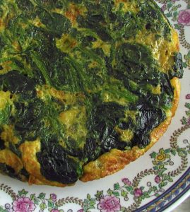 Spanish Omelette with Spinach in a plate