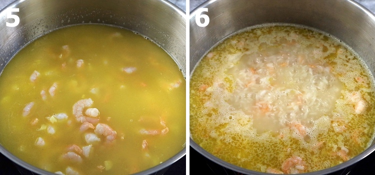 Arroz de camarão e limão cremoso passo 5 e 6