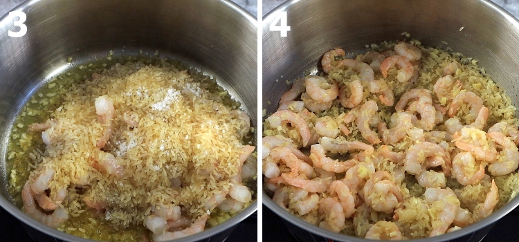 Lemon Garlic Shrimp and Rice step 3 and 4
