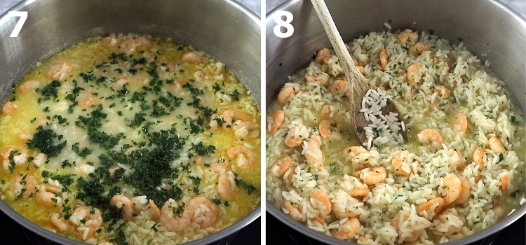 Lemon Garlic Shrimp and Rice step 7 and 8