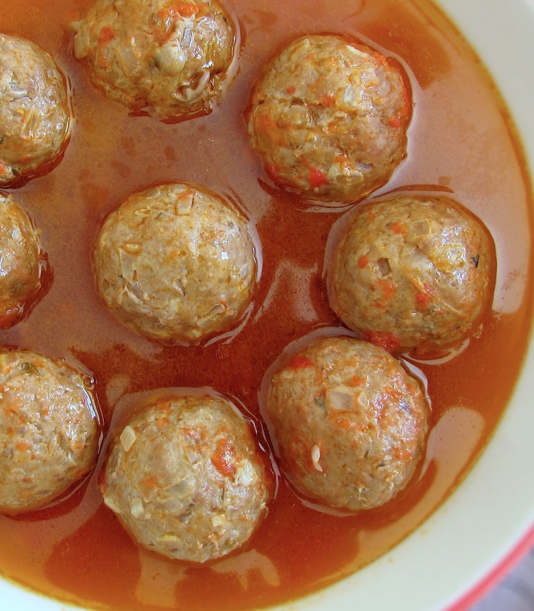Meatballs with beer sauce in a dish bowl