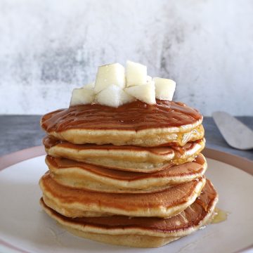 Easy and Healthy Honey Pancakes on a plate