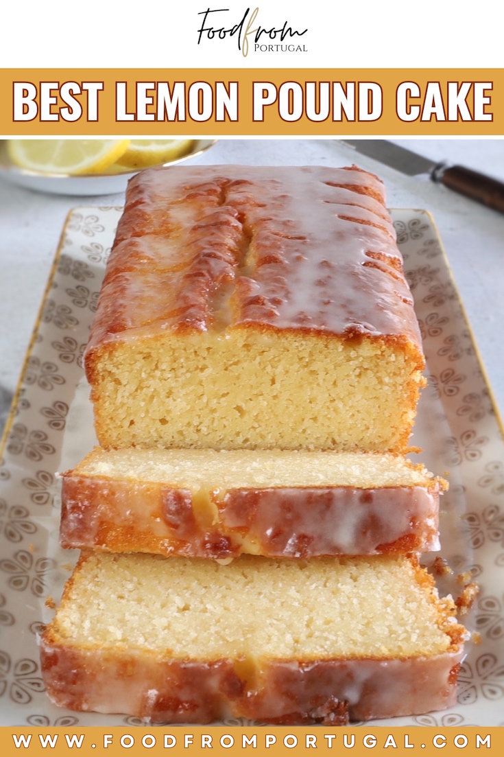 Lemon Pound Cake in a rectangular platter